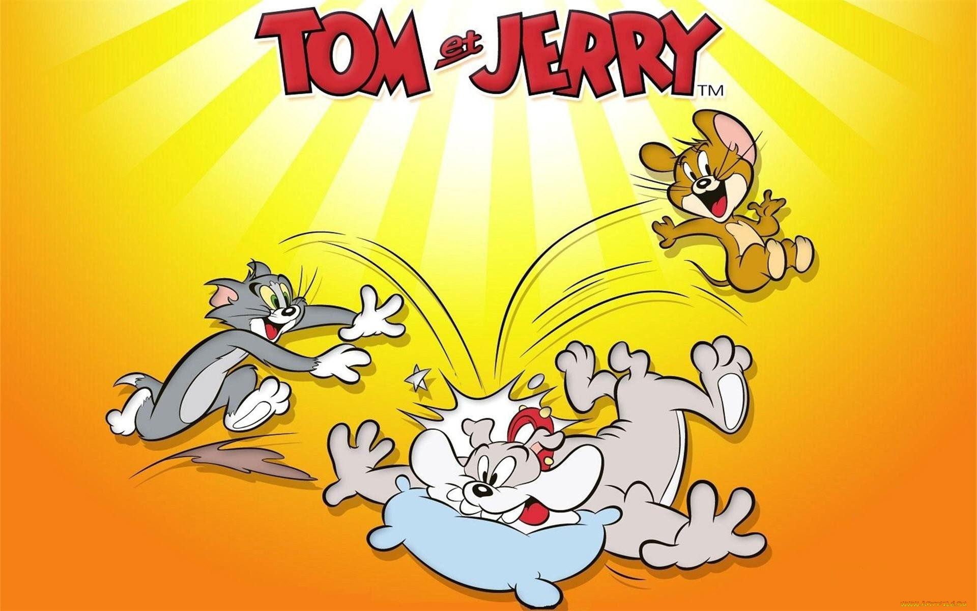 мультфильмы, tom and jerry, кот, фон, мышка, собака.